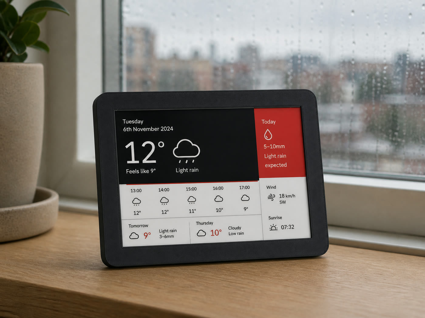 Weather dashboard on InkyPanel